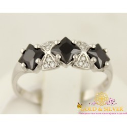 Серебряное кольцо Нимфея с черными камнями 1404/1р